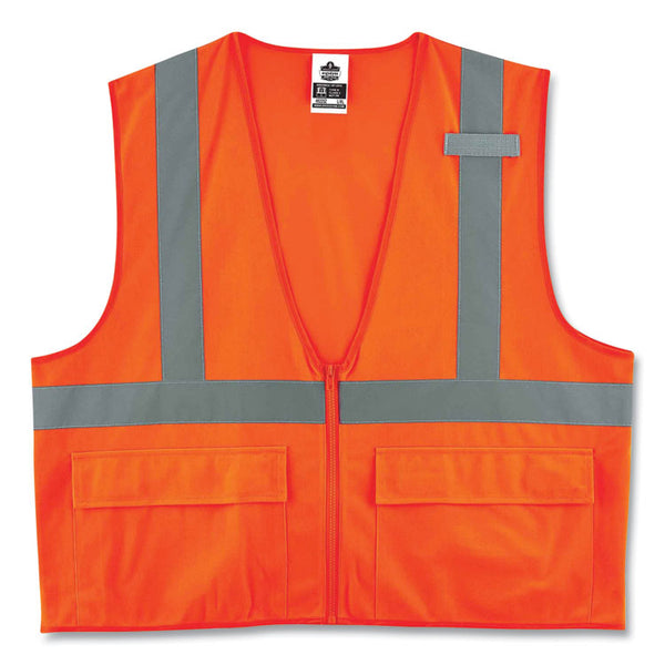ergodyne® GloWear 8225Z Class 2 Standard Solid Vest, Polyester, Orange, 4X-Large/5X-Large, Ships in 1-3 Business Days (EGO21159) Each