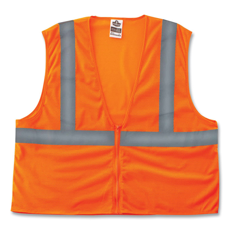 ergodyne® GloWear 8205Z Class 2 Super Economy Mesh Vest, Polyester, Orange, Large/X-Large, Ships in 1-3 Business Days (EGO20985) Each