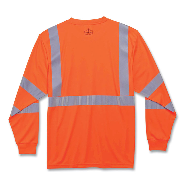 ergodyne® GloWear 8391 Class 3 Hi-Vis Long Sleeve Shirt, Polyester, Orange, Medium, Ships in 1-3 Business Days (EGO21713) Each