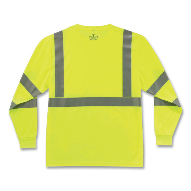 ergodyne® GloWear 8391 Class 3 Hi-Vis Long Sleeve Shirt, Polyester, Lime, X-Large, Ships in 1-3 Business Days (EGO21705) Each