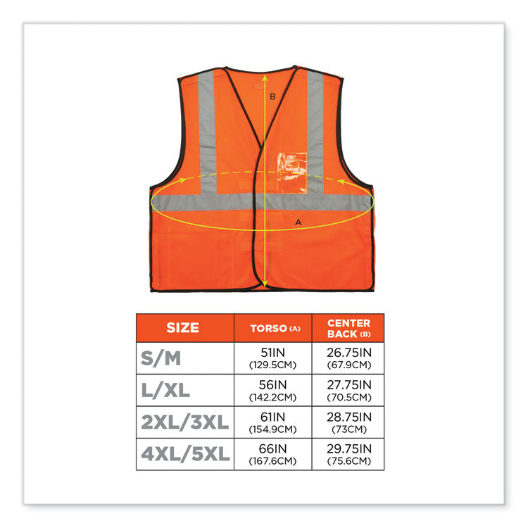 ergodyne® GloWear 8216BA Class 2 Breakaway Mesh ID Holder Vest, Polyester, Small/Medium, Orange, Ships in 1-3 Business Days (EGO21083) Each