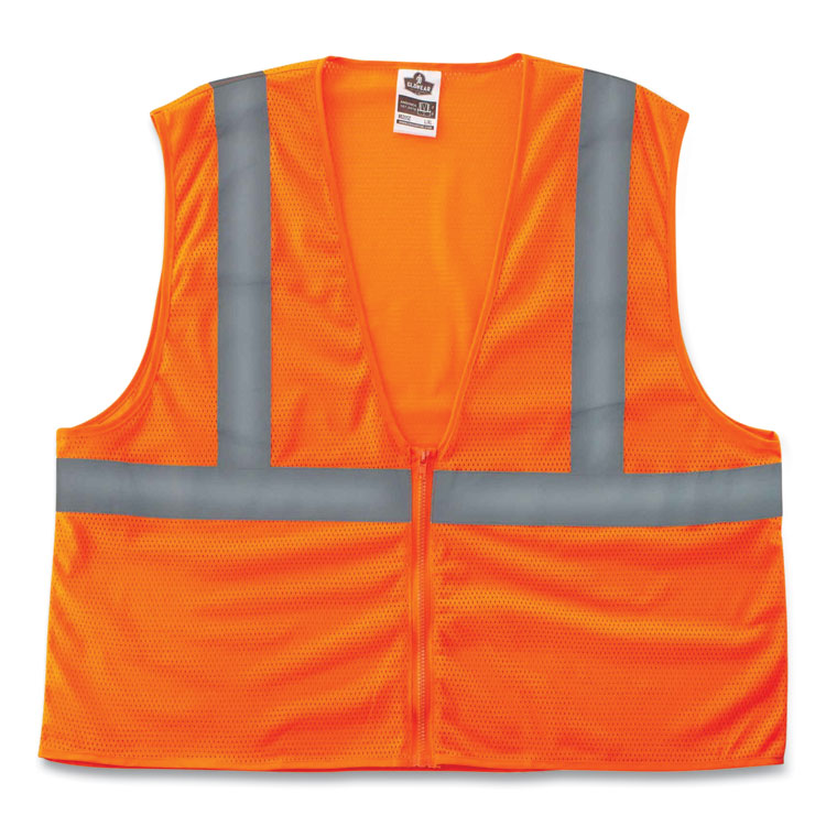 ergodyne® GloWear 8205Z Class 2 Super Economy Mesh Vest, Polyester, Orange, 4X-Large/5X-Large, Ships in 1-3 Business Days (EGO20989) Each