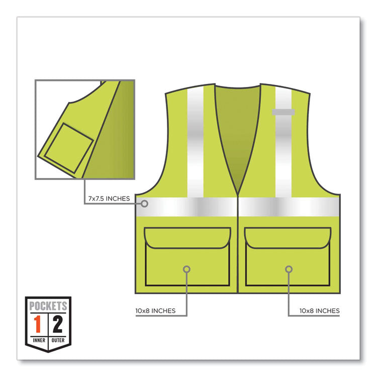 ergodyne® GloWear 8225HL Class 2 Standard Solid Hook and Loop Vest, Polyester, Lime, 4X-Large/5X-Large, Ships in 1-3 Business Days (EGO21189) Each