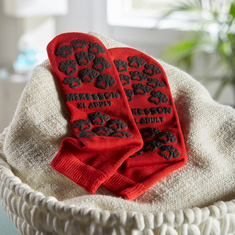 McKesson Terries™ Slipper Socks Unisex Adult X-Large Single Tread Single Patient Use Red (553041_PR) 1/PR