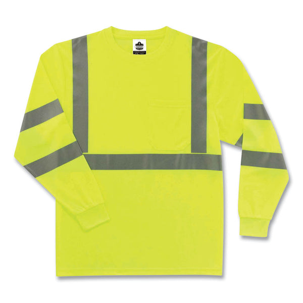 ergodyne® GloWear 8391 Class 3 Hi-Vis Long Sleeve Shirt, Polyester, Lime, Medium, Ships in 1-3 Business Days (EGO21703) Each