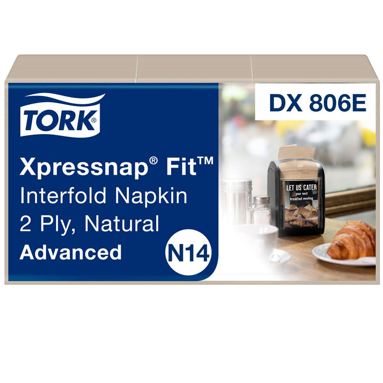 Tork® Xpressnap Fit Interfold Dispenser Napkins, 2-Ply, 6.5 x 8.39, Natural, 120/Pack, 36 Packs/Carton (TRKDX806E)