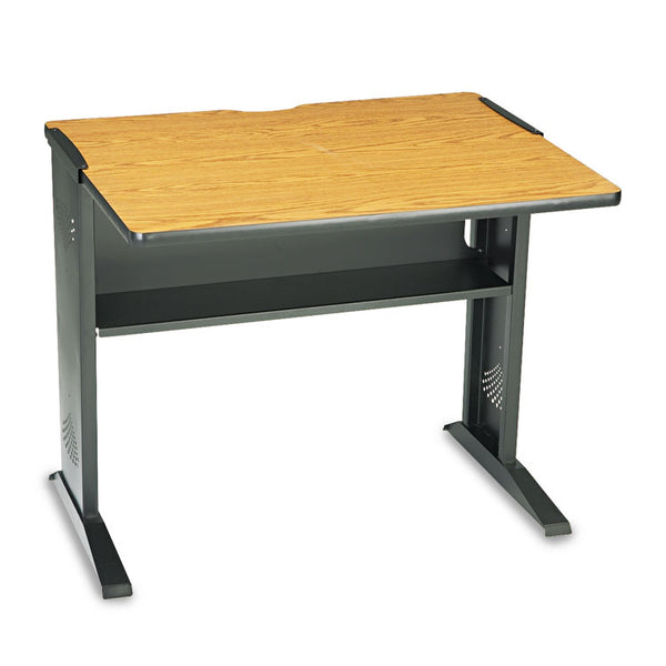 Safco® Computer Desk with Reversible Top, 35.5" x 28" x 30", Mahogany/Medium Oak/Black (SAF1930)
