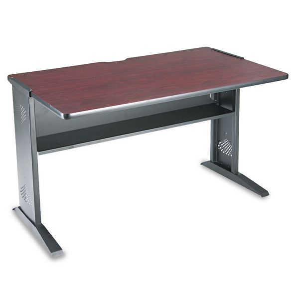 Safco® Computer Desk with Reversible Top, 47.5" x 28" x 30", Mahogany/Medium Oak/Black (SAF1931)