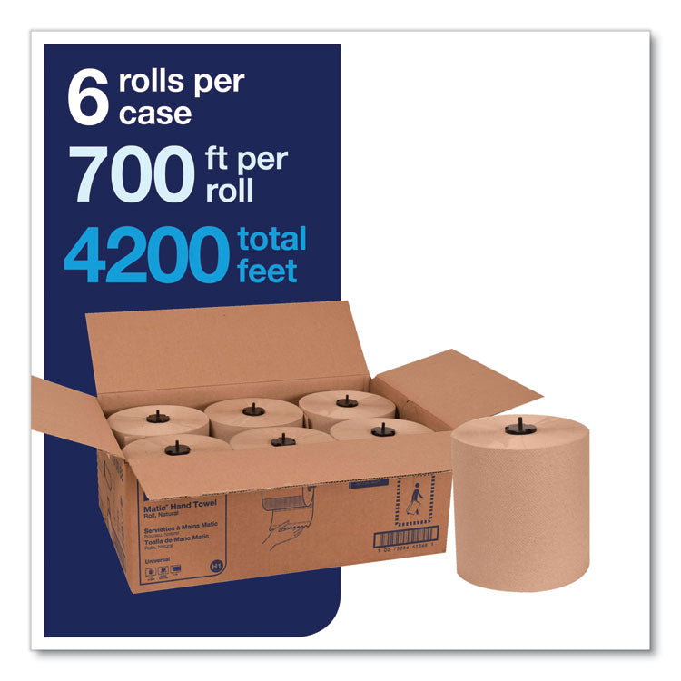 Tork® Matic Hardwound Roll Towel, 1-Ply, 7.7" x 700 ft, Natural, 857/Roll, 6 Rolls/Carton (TRK290088)