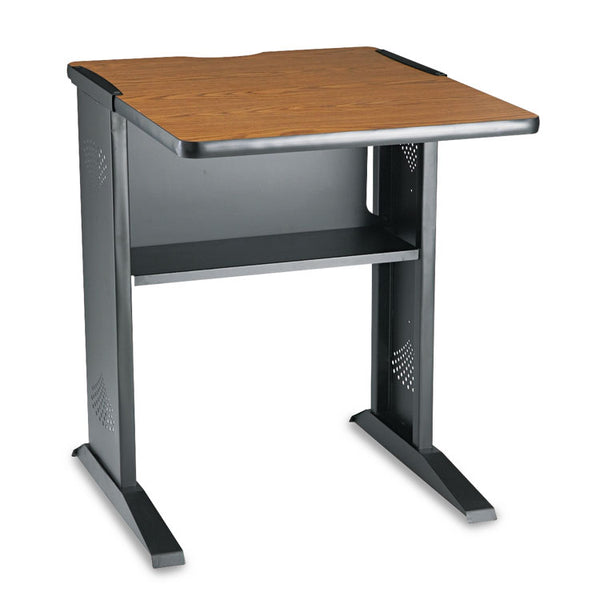 Safco® Fax/Printer Stand with Reversible Top, Metal, 1 Shelf, 23.5" x 28" x 30", Medium Oak/Black (SAF1934) Each