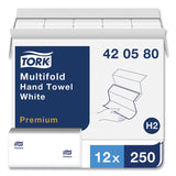 Tork® Premium Multifold Towel, 1-Ply, 9 x 9.5, White, 250/Pack, 12 Packs/Carton (TRK420580) Case of 3,000