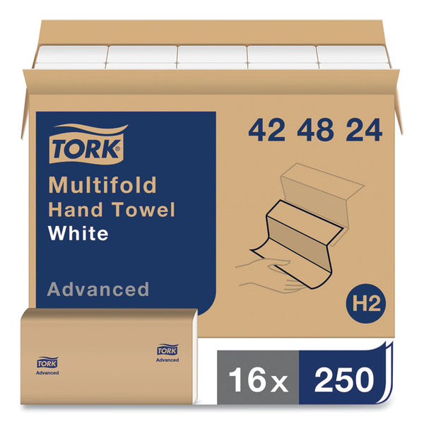 Tork® Advanced Multifold Hand Towel, 1-Ply, 9 x 9.5, White, 250/Pack, 16 Packs/Carton (TRK424824)