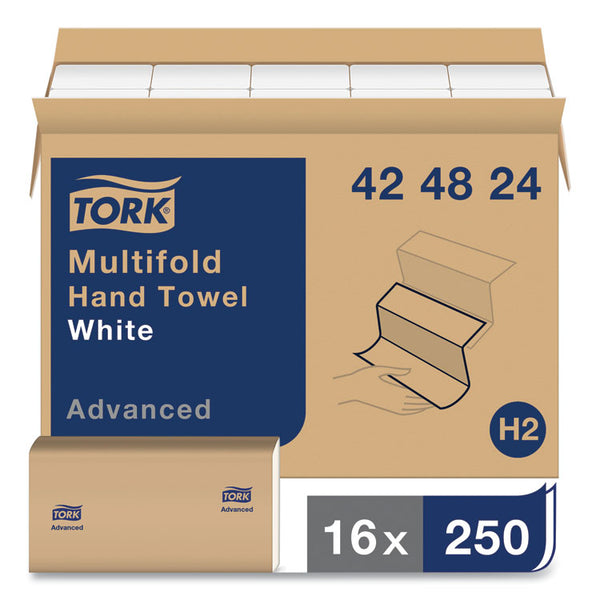 Tork® Advanced Multifold Hand Towel, 1-Ply, 9 x 9.5, White, 250/Pack, 16 Packs/Carton (TRK424824) Case of 4,000