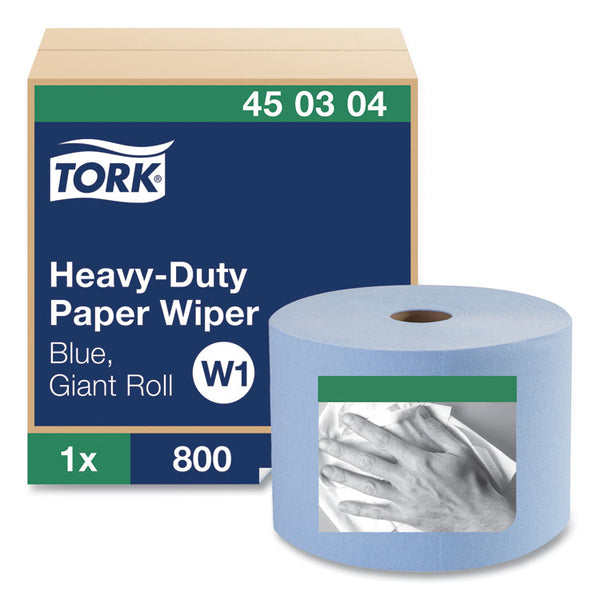 Tork® Heavy-Duty Paper Wiper, 1-Ply, 11.1" x 800 ft, Blue (TRK450304)
