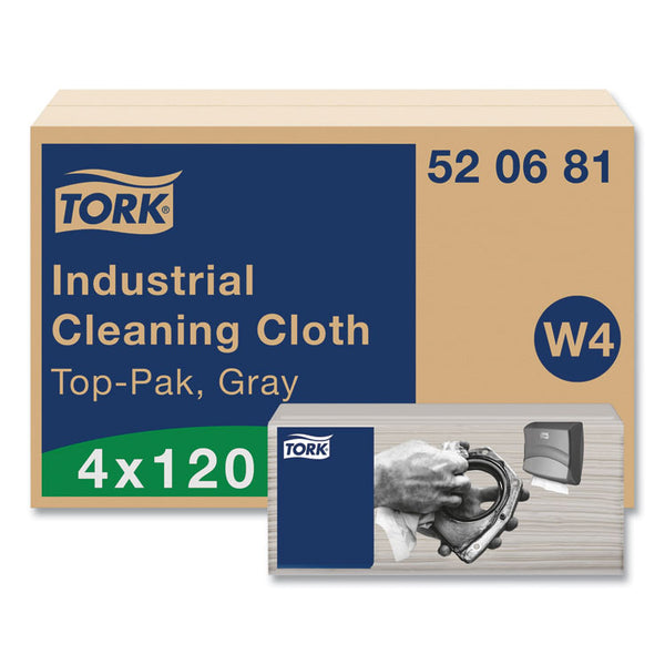 Tork® Industrial Cleaning Cloths, 1-Ply, 16.34 x 14, Gray, 120 Wipes/Pack, 4 Packs/Carton (TRK520681)