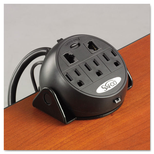 Safco® Power Module, 3 Outlets, 2 RJ-45 Ports, 8 ft Cord, Black (SAF2059BL)