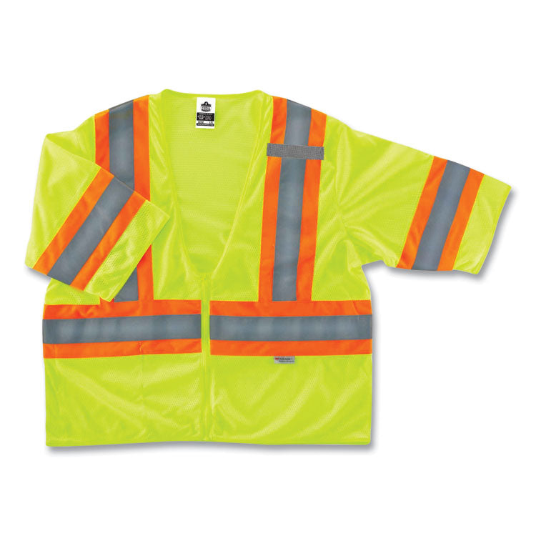 ergodyne® GloWear 8330Z Class 3 Two-Tone Zipper Vest, Polyester, 2X-Large/3X-Large, Lime, Ships in 1-3 Business Days (EGO22187) Each