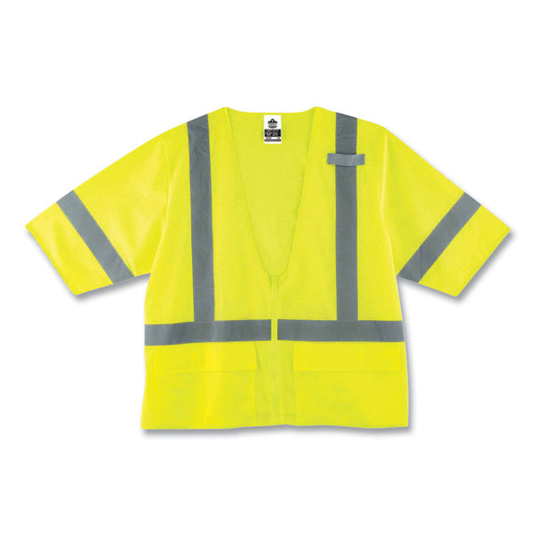 ergodyne® GloWear 8320Z Class 3 Standard Zipper Vest, Polyester, Largel/X-Large, Lime, Ships in 1-3 Business Days (EGO22125) Each
