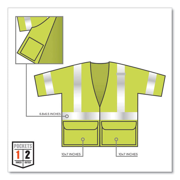 ergodyne® GloWear 8320Z Class 3 Standard Zipper Vest, Polyester, 4X-Large/5X-Large, Lime, Ships in 1-3 Business Days (EGO22129) Each