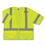 ergodyne® GloWear 8320Z Class 3 Standard Zipper Vest, Polyester, Largel/X-Large, Lime, Ships in 1-3 Business Days (EGO22125) Each