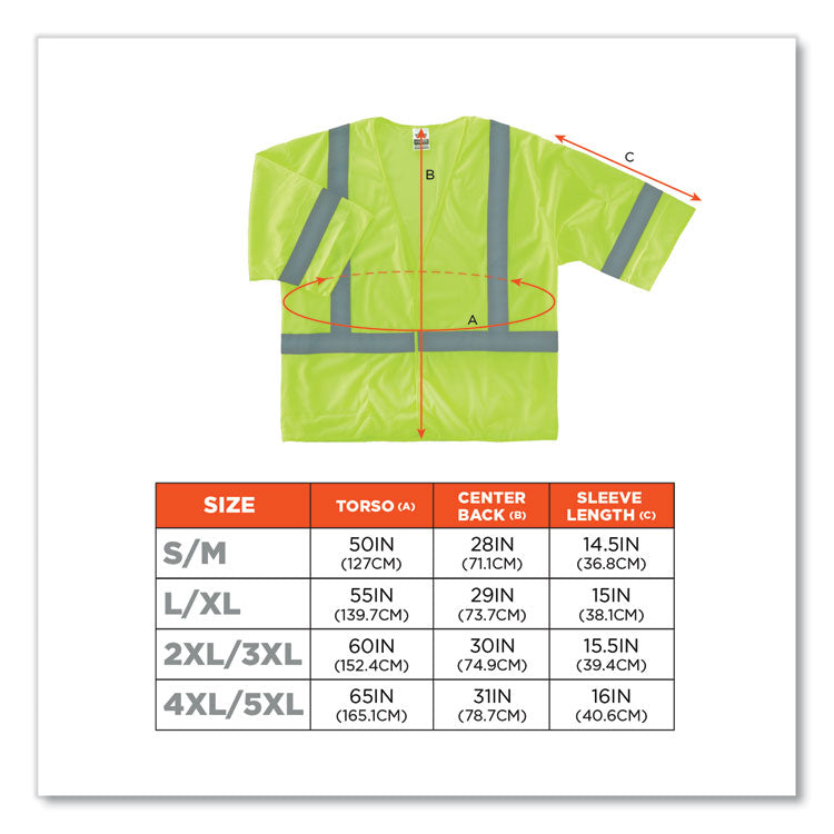 ergodyne® GloWear 8310HL Class 3 Economy Hook and Loop Vest, Polyester, 4X-Large/5X-Large, Lime, Ships in 1-3 Business Days (EGO22029) Each