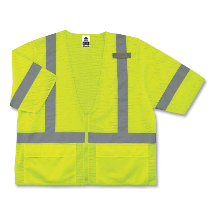 ergodyne® GloWear 8320Z Class 3 Standard Zipper Vest, Polyester, 2X-Large/3X-Large, Lime, Ships in 1-3 Business Days (EGO22127) Each