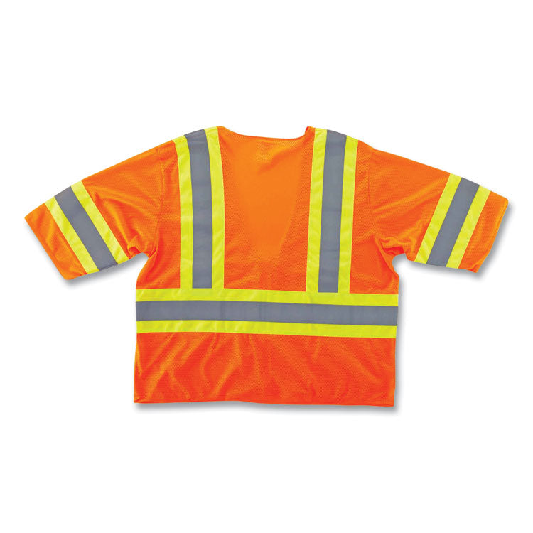 ergodyne® GloWear 8330Z Class 3 Two-Tone Zipper Vest, Polyester, 2X-Large/3X-Large, Orange, Ships in 1-3 Business Days (EGO22177) Each