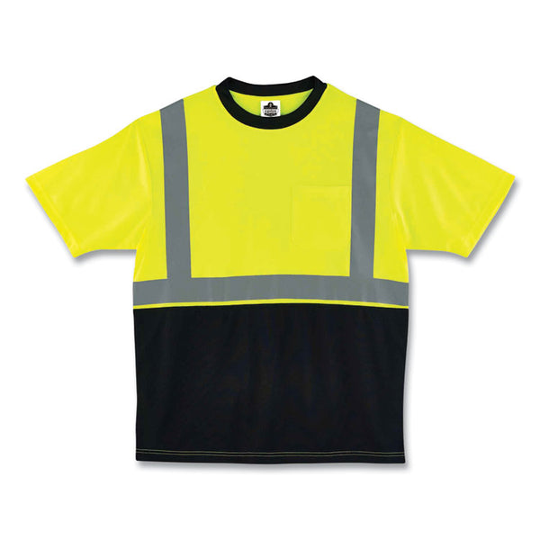 ergodyne® GloWear 8289BK Class 2 Hi-Vis T-Shirt with Black Bottom, 4X-Large, Lime, Ships in 1-3 Business Days (EGO22508) Each