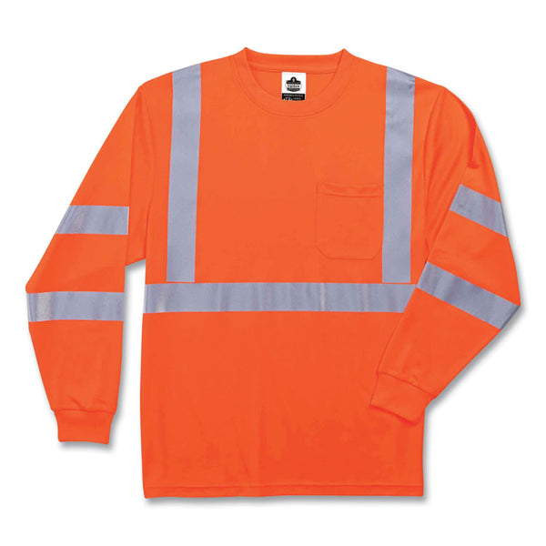 ergodyne® GloWear 8391 Class 3 Hi-Vis Long Sleeve Shirt, Polyester, Orange, 5X-Large, Ships in 1-3 Business Days (EGO21719) Each