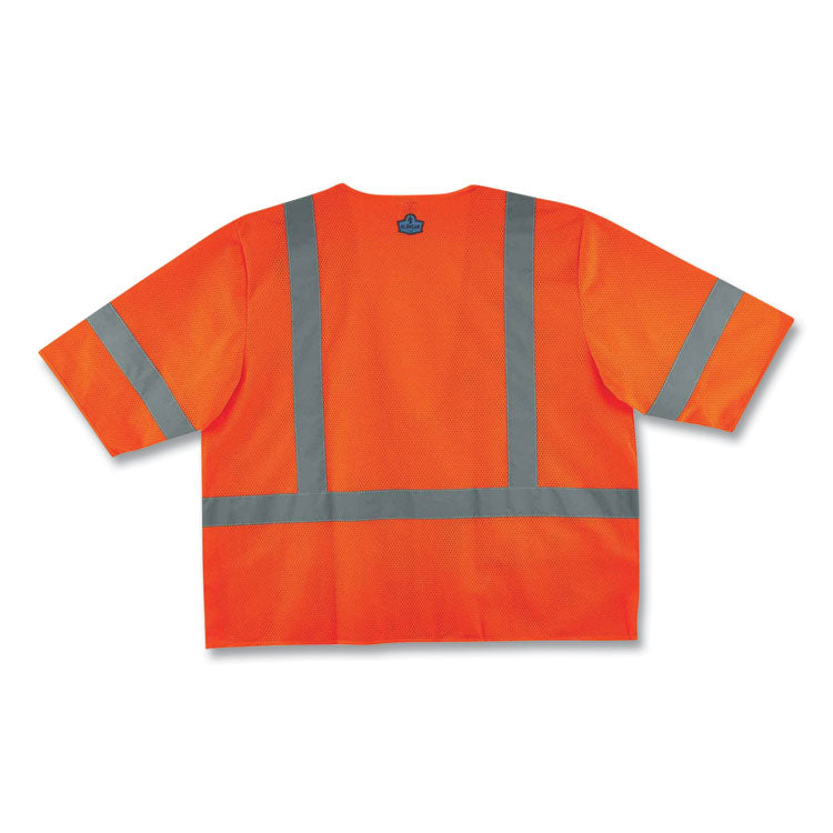 ergodyne® GloWear 8320Z Class 3 Standard Zipper Vest, Polyester, 4X-Large/5X-Large, Orange, Ships in 1-3 Business Days (EGO22119) Each