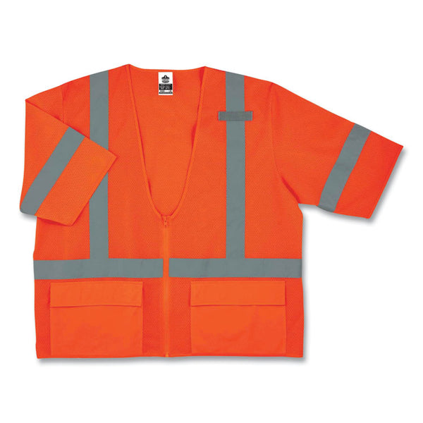 ergodyne® GloWear 8320Z Class 3 Standard Zipper Vest, Polyester, Largel/X-Large, Orange, Ships in 1-3 Business Days (EGO22115) Each
