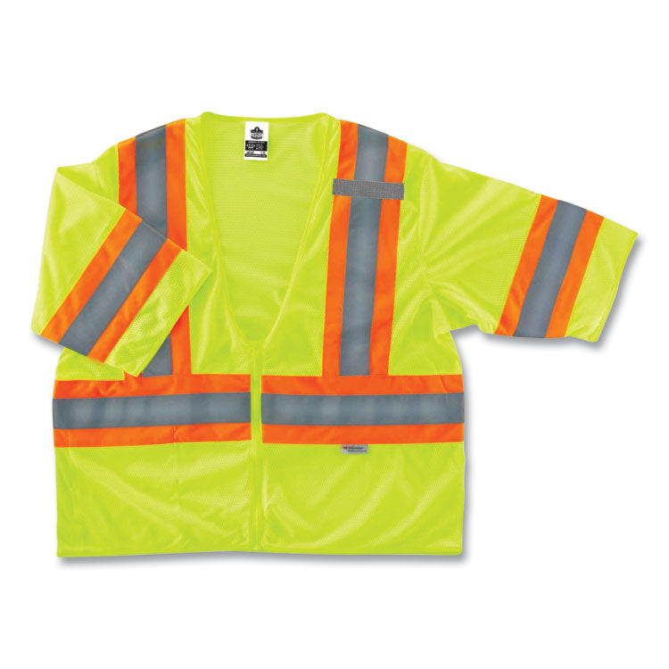ergodyne® GloWear 8330Z Class 3 Two-Tone Zipper Vest, Polyester, Small/Medium, Lime, Ships in 1-3 Business Days (EGO22183) Each