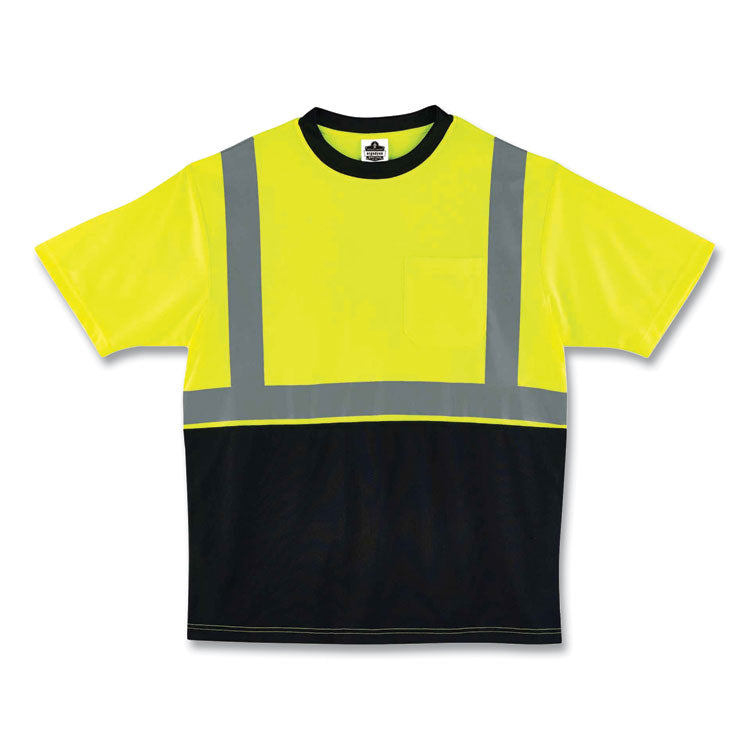 ergodyne® GloWear 8289BK Class 2 Hi-Vis T-Shirt with Black Bottom, 5X-Large, Lime, Ships in 1-3 Business Days (EGO22509) Each
