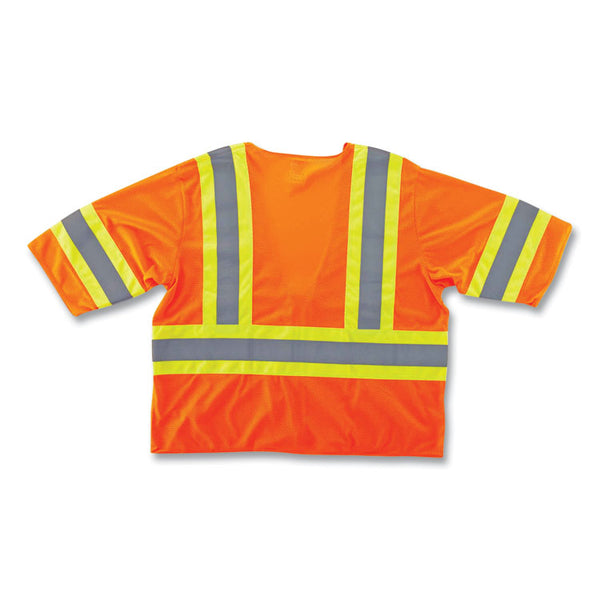 ergodyne® GloWear 8330Z Class 3 Two-Tone Zipper Vest, Polyester, 4X-Large/5X-Large, Orange, Ships in 1-3 Business Days (EGO22179) Each