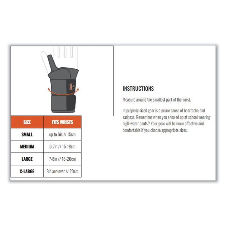 ergodyne® ProFlex 670 Ambidextrous Single Strap Wrist Support, Large, Fits Left/Right Hand, Black, Ships in 1-3 Business Days (EGO16614) Each