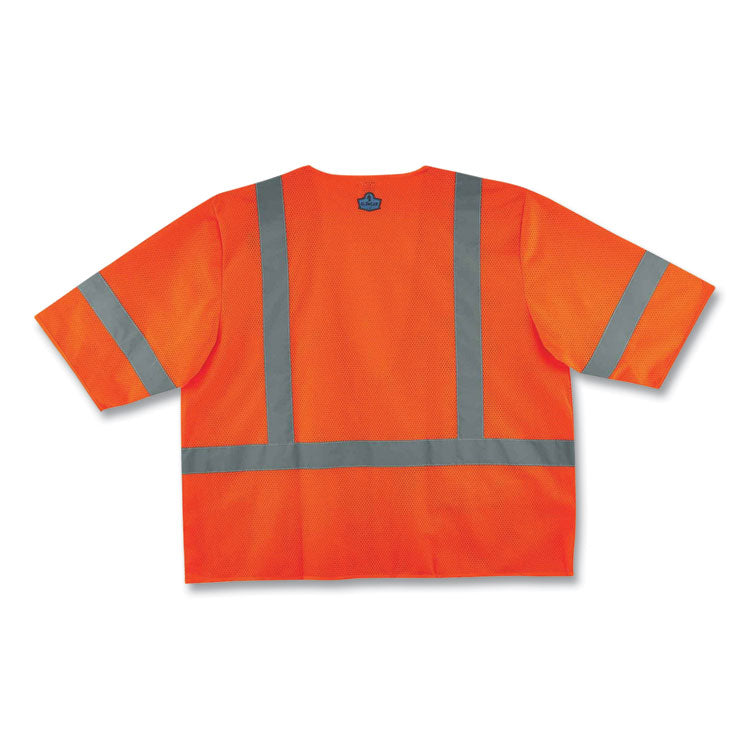 ergodyne® GloWear 8320Z Class 3 Standard Zipper Vest, Polyester, Largel/X-Large, Orange, Ships in 1-3 Business Days (EGO22115) Each