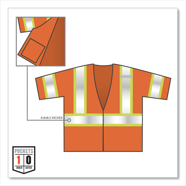ergodyne® GloWear 8330Z Class 3 Two-Tone Zipper Vest, Polyester, Small/Medium, Orange, Ships in 1-3 Business Days (EGO22173) Each