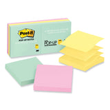 Post-it® Dispenser Notes Original Pop-up Refill, 3" x 3", Beachside Cafe Collection Colors, 100 Sheets/Pad, 6 Pads/Pack (MMMR330AP)