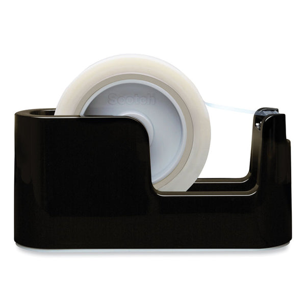 Scotch® Heavy Duty Weighted Desktop Tape Dispenser with One Roll of Tape, 3" Core, ABS, Black (MMMC24)