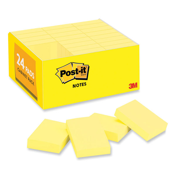 Post-it® Notes Original Pads in Canary Yellow, Value Pack, 1.38" x 1.88", 100 Sheets/Pad, 24 Pads/Pack (MMM65324VAD)