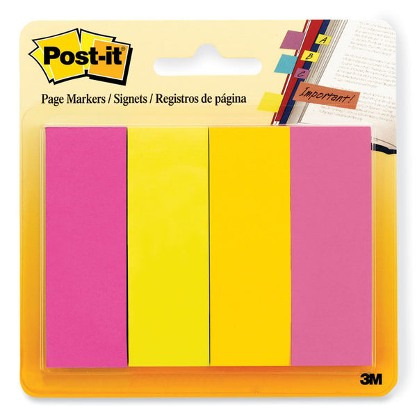 Post-it® Page Flag Markers, Assorted Brights, 50 Flags/Pad, 4 Pads/Pack (MMM6714AU) Pack of 4