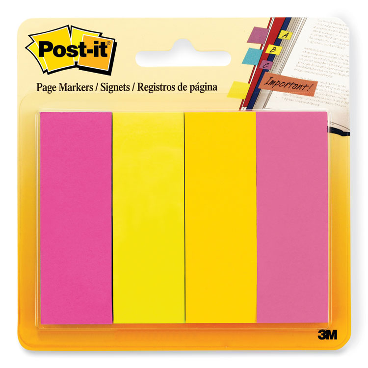 Post-it® Page Flag Markers, Assorted Brights, 50 Flags/Pad, 4 Pads/Pack (MMM6714AU) Pack of 4