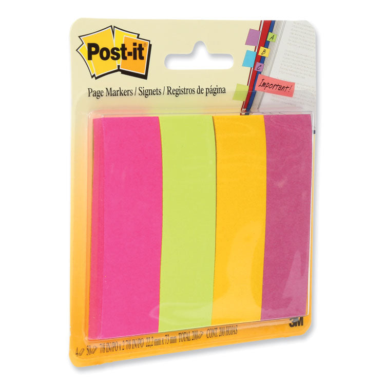 Post-it® Page Flag Markers, Assorted Brights, 50 Flags/Pad, 4 Pads/Pack (MMM6714AU) Pack of 4