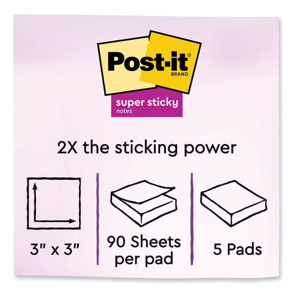 Post-it® Notes Super Sticky Self-Stick Notes, 3" x 3", Saffron Red, 90 Sheets/Pad, 5 Pads/Pack (MMM6545SSRR) Pack of 5