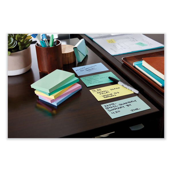 Post-it® Notes Original Pads in Beachside Cafe Collection Colors, 3" x 5", 100 Sheets/Pad, 5 Pads/Pack (MMM655AST) Pack of 5