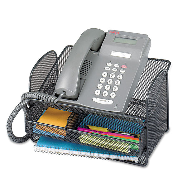 Safco® Onyx Angled Mesh Steel Telephone Stand, 11.75 x 9.25 x 7, Black (SAF2160BL)