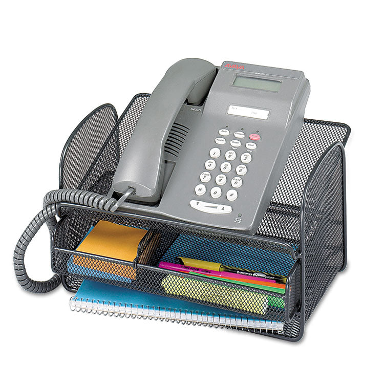 Safco® Onyx Angled Mesh Steel Telephone Stand, 11.75 x 9.25 x 7, Black (SAF2160BL) Each