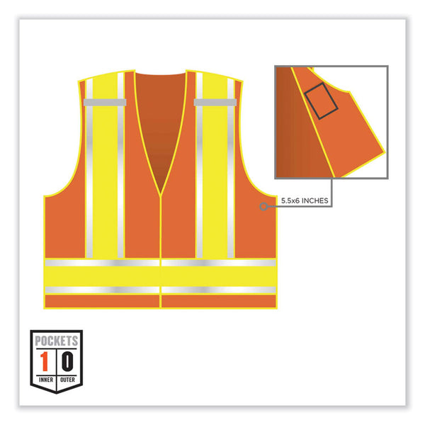 ergodyne® GloWear 8245PSV Class 2 Public Safety Vest, Polyester, Large/X-Large, Orange, Ships in 1-3 Business Days (EGO23385) Each