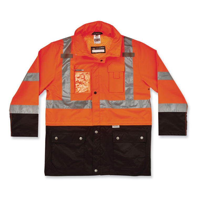 ergodyne® GloWear 8386 Class 3 Hi-Vis Outer Shell Jacket, Polyester, 3X-Large, Orange, Ships in 1-3 Business Days (EGO25467) Each