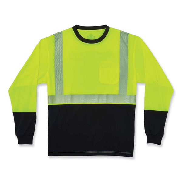 ergodyne® GloWear 8281BK Class 2 Long Sleeve Shirt with Black Bottom, Polyester, 4X-Large, Lime, Ships in 1-3 Business Days (EGO22638) Each